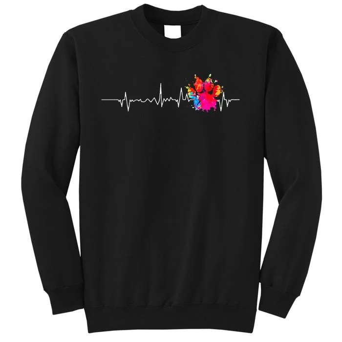 Cute Veterinarian Rainbow Paw Print Heartbeat Vet Tech Sweatshirt