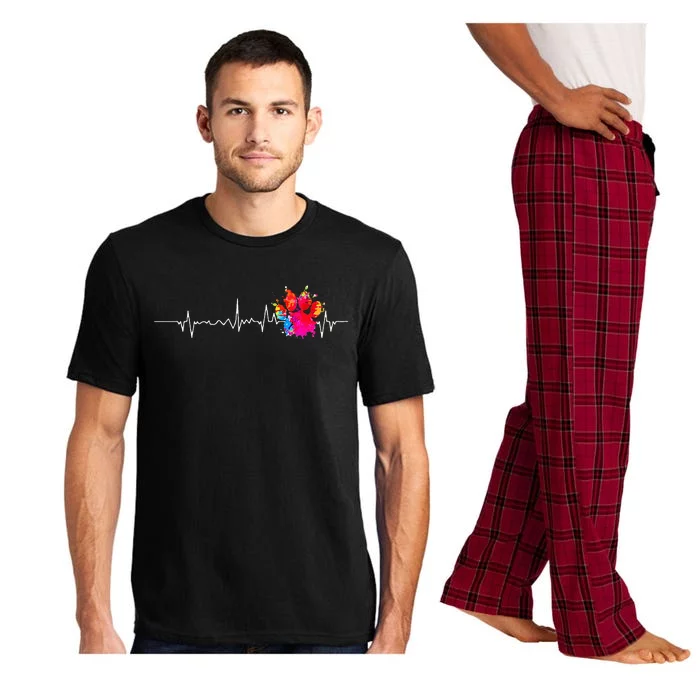 Cute Veterinarian Rainbow Paw Print Heartbeat Vet Tech Pajama Set