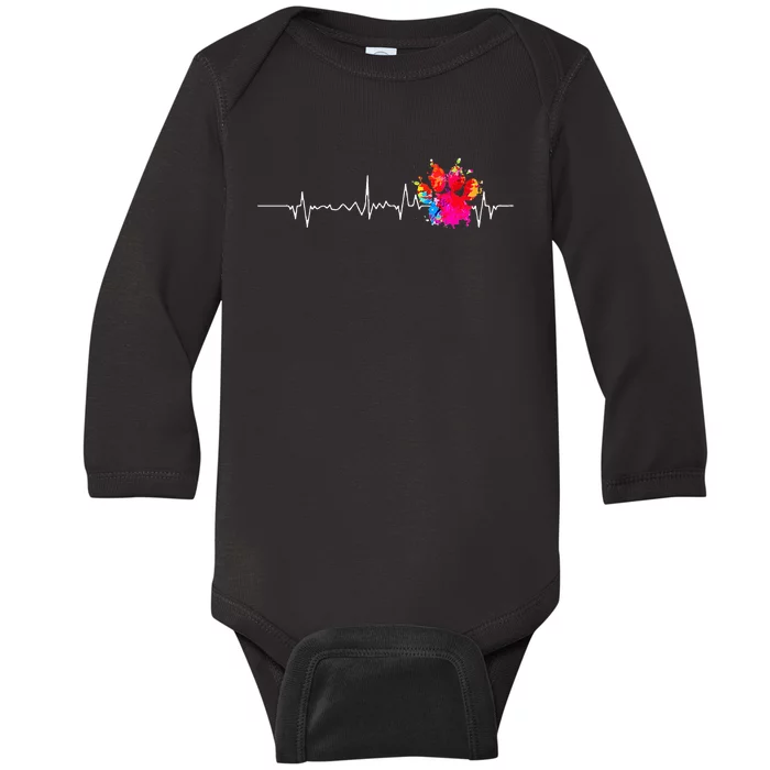 Cute Veterinarian Rainbow Paw Print Heartbeat Vet Tech Baby Long Sleeve Bodysuit