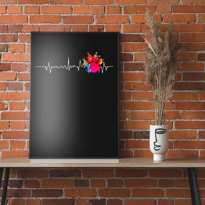 Cute Veterinarian Rainbow Paw Print Heartbeat Vet Tech Poster