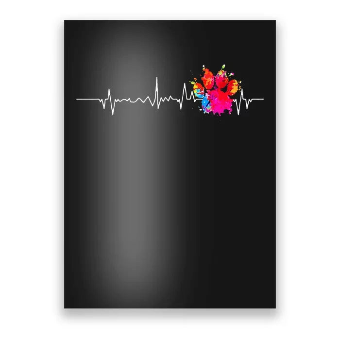 Cute Veterinarian Rainbow Paw Print Heartbeat Vet Tech Poster