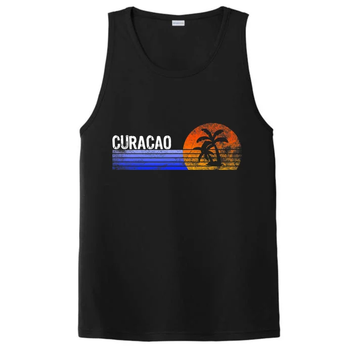 Curacao Vacation Retro Souvenir Sunset Vintage Trip Curacao Performance Tank