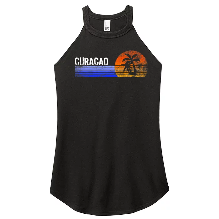 Curacao Vacation Retro Souvenir Sunset Vintage Trip Curacao Women’s Perfect Tri Rocker Tank