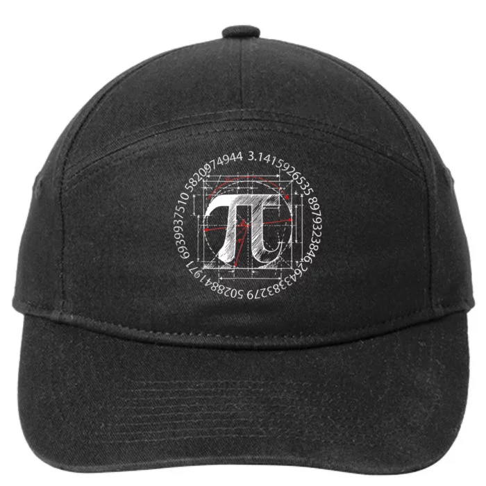 Cool Vintage Retro Pi 3.14 Math-ematics Birth-day Gifts 7-Panel Snapback Hat