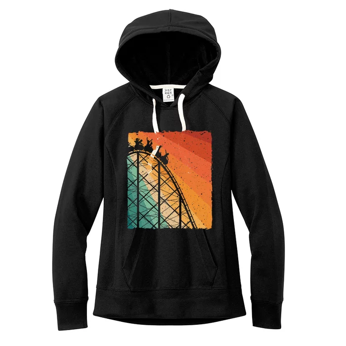 Cute Vintage Roller Coaster Design Amusement Park Women's Fleece Hoodie