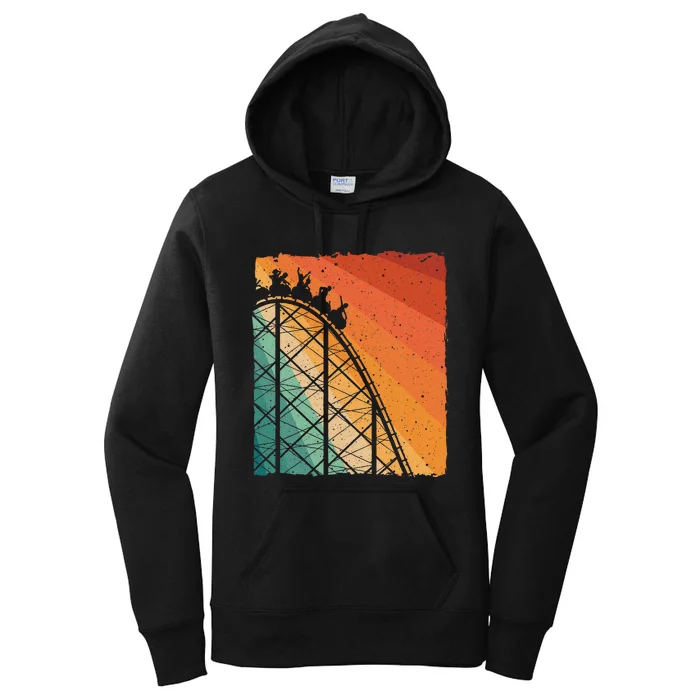 Cute Vintage Roller Coaster Design Amusement Park Women's Pullover Hoodie