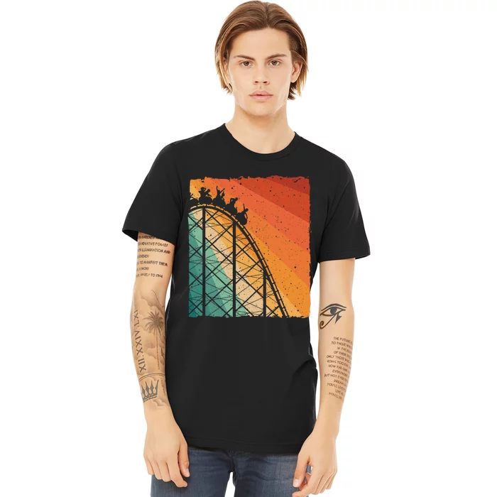 Cute Vintage Roller Coaster Design Amusement Park Premium T-Shirt