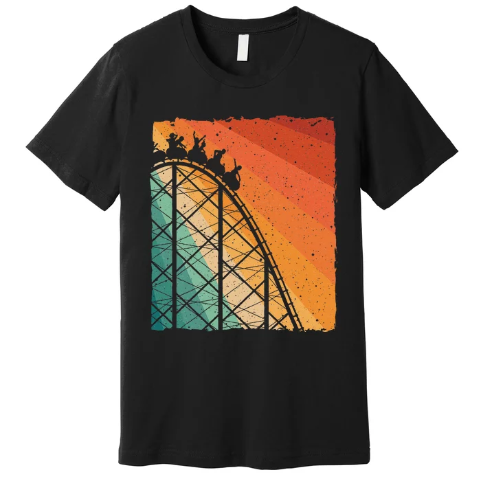 Cute Vintage Roller Coaster Design Amusement Park Premium T-Shirt