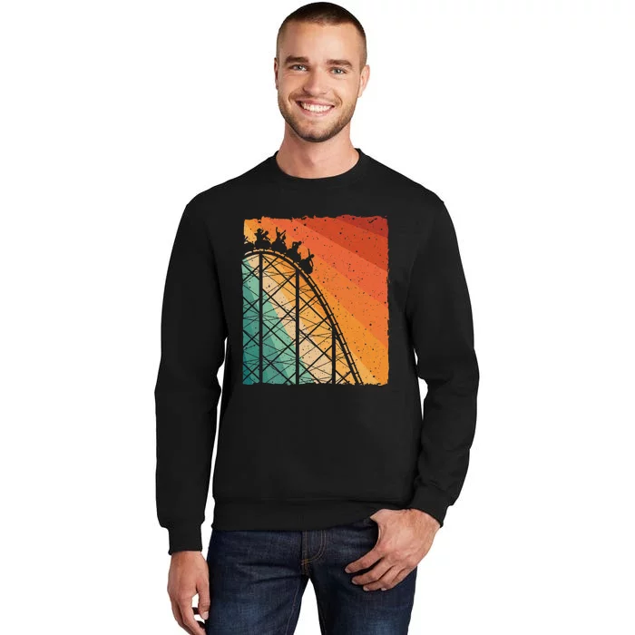 Cute Vintage Roller Coaster Design Amusement Park Tall Sweatshirt