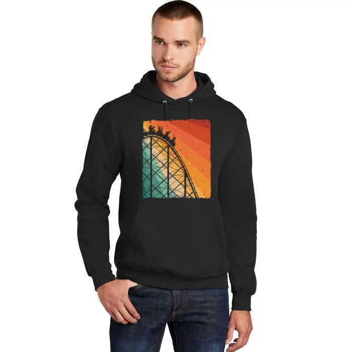 Cute Vintage Roller Coaster Design Amusement Park Tall Hoodie