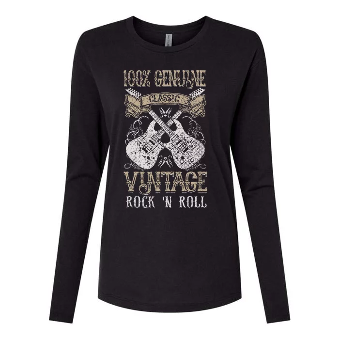 Classic Vintage Rock N Roll Music Guitars Gift Womens Cotton Relaxed Long Sleeve T-Shirt