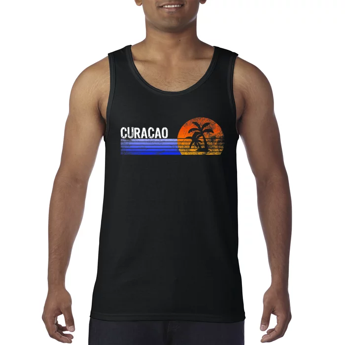 Curacao Vacation Retro Souvenir Sunset Vintage Trip Curacao Tank Top