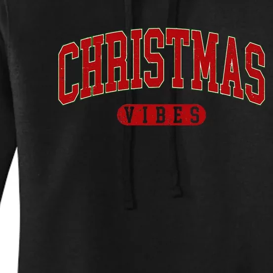 Christmas Vibes Retro Christmas Lights Winter Vibes Family Women's Pullover Hoodie