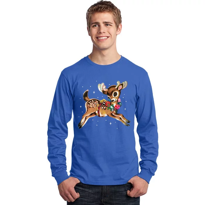 Christmas Vintage Reindeer Gift Tall Long Sleeve T-Shirt