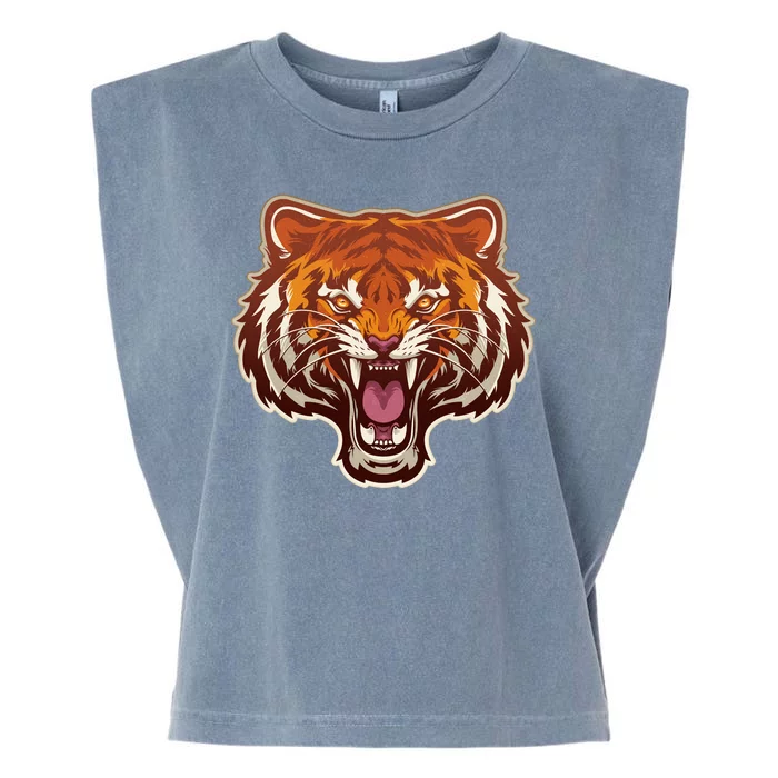 Cool Vintage Roaring Growling Bengal Tiger Garment-Dyed Women's Muscle Tee