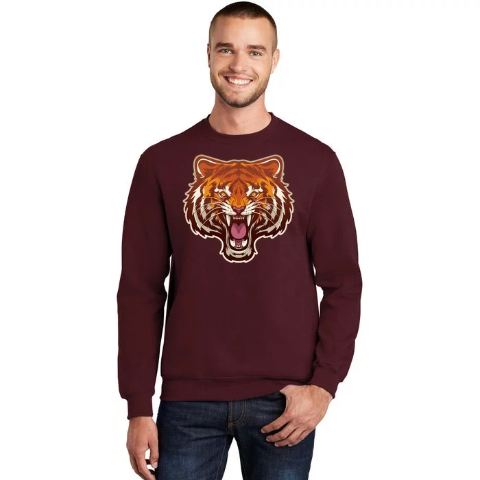 Cool Vintage Roaring Growling Bengal Tiger Tall Sweatshirt