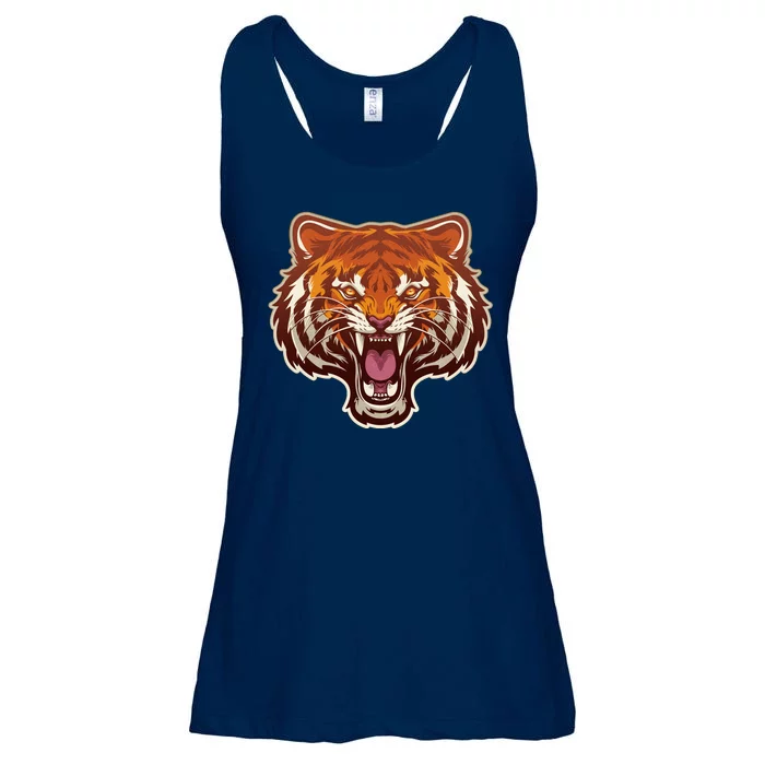 Cool Vintage Roaring Growling Bengal Tiger Ladies Essential Flowy Tank