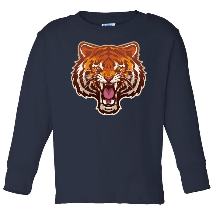 Cool Vintage Roaring Growling Bengal Tiger Toddler Long Sleeve Shirt