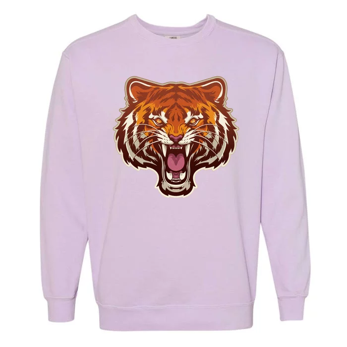 Cool Vintage Roaring Growling Bengal Tiger Garment-Dyed Sweatshirt