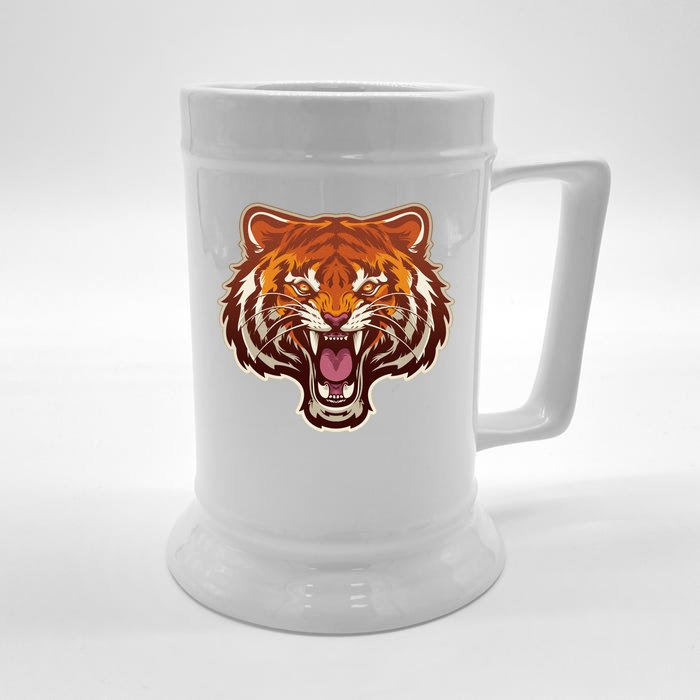 Cool Vintage Roaring Growling Bengal Tiger Front & Back Beer Stein