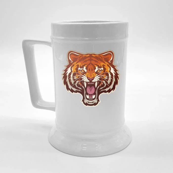 Cool Vintage Roaring Growling Bengal Tiger Front & Back Beer Stein