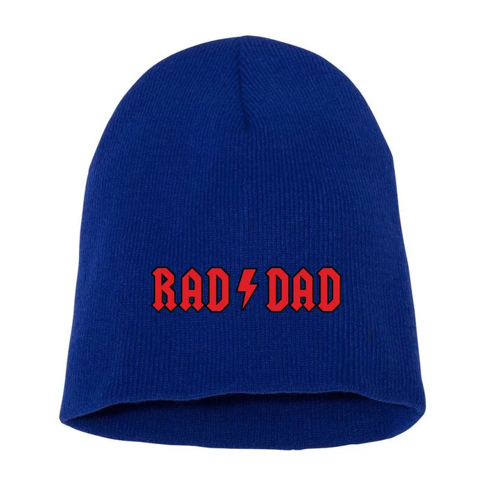 Cool Vintage Rad Dad Rock And Roll Fathers Day Papa Husband Meaningful Gift Short Acrylic Beanie