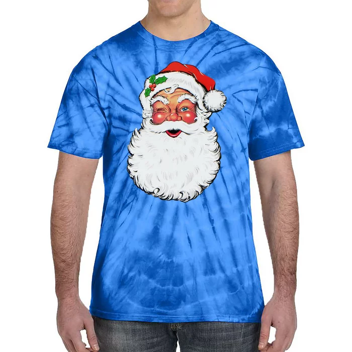 Cool Vintage Retro Christmas Santa Claus Face Funny Gift Tie-Dye T-Shirt