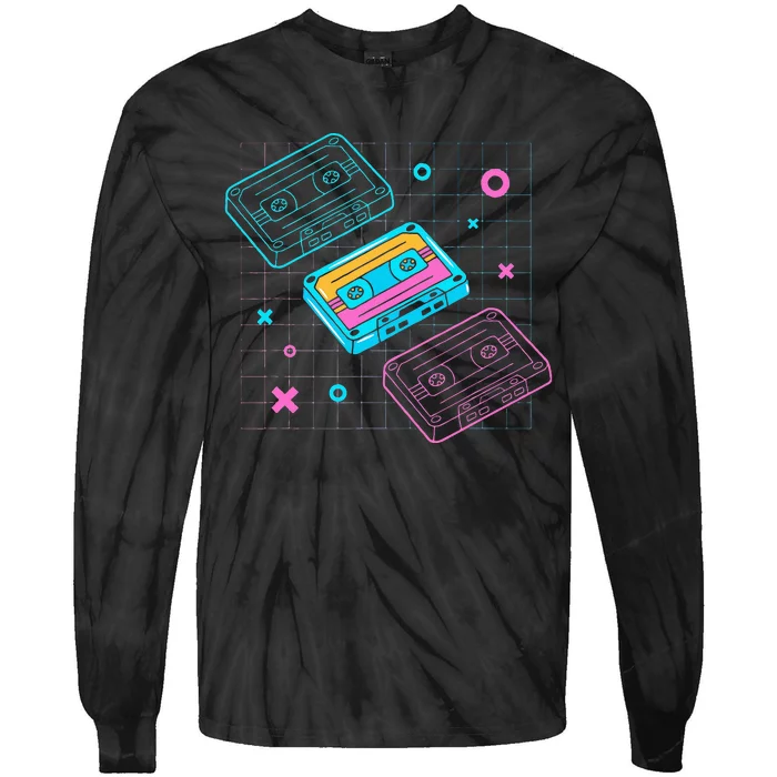 Cassettes Vaporwave Retrowave Synthwave Retro Vintage Tie-Dye Long Sleeve Shirt