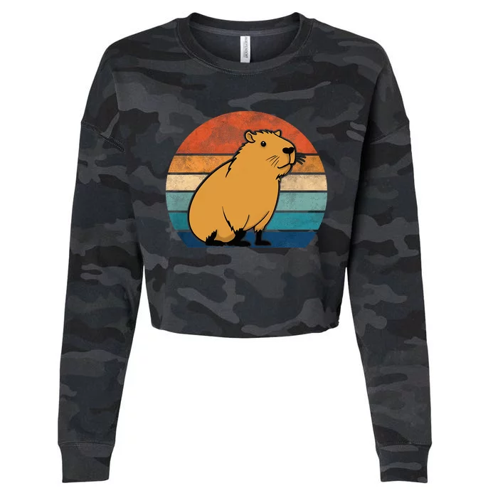 Capybara Vintage Rodent Funny Capybara Cropped Pullover Crew