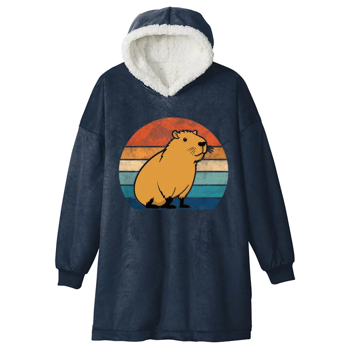 Capybara Vintage Rodent Funny Capybara Hooded Wearable Blanket