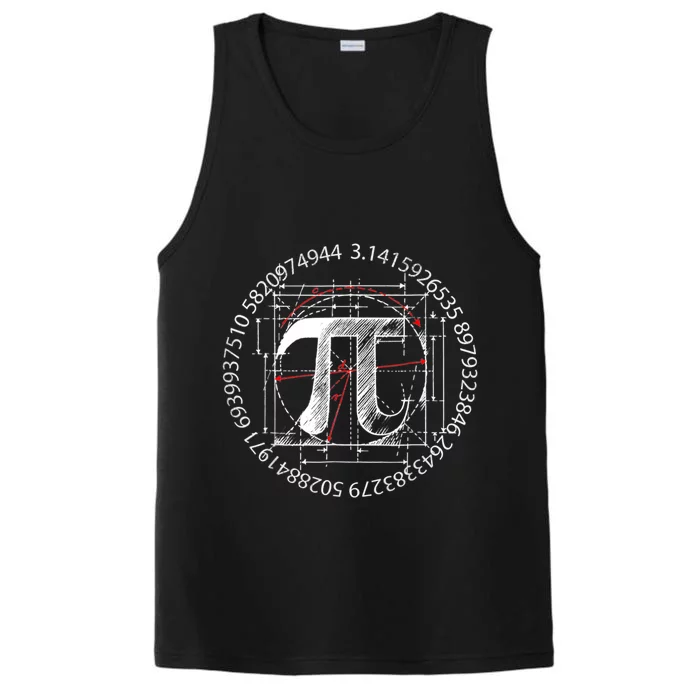 Cool Vintage Retro Pi 3.14 Gift Mathematics Birthday Gifts Performance Tank