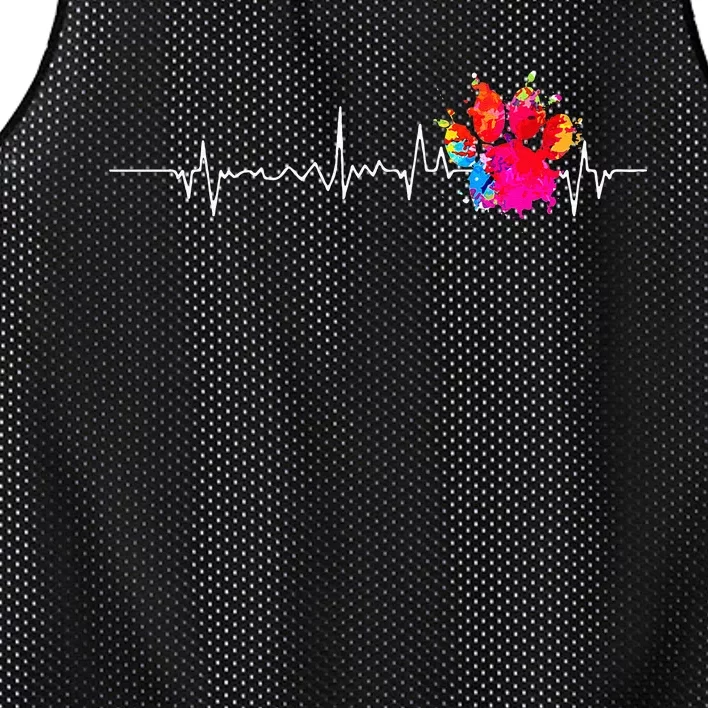 Cute Veterinarian Rainbow Paw Print Heartbeat Vet Tech Mesh Reversible Basketball Jersey Tank