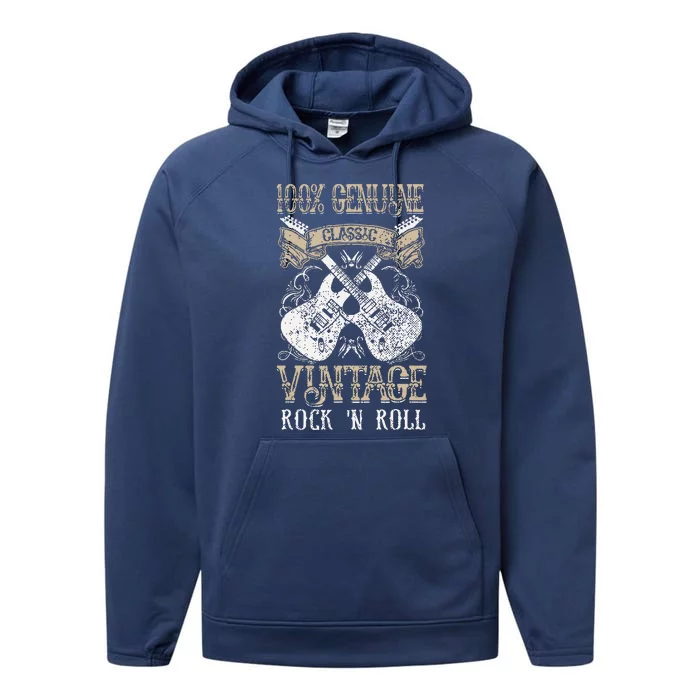 Classic Vintage Rock N Roll Music Guitars Gift Performance Fleece Hoodie