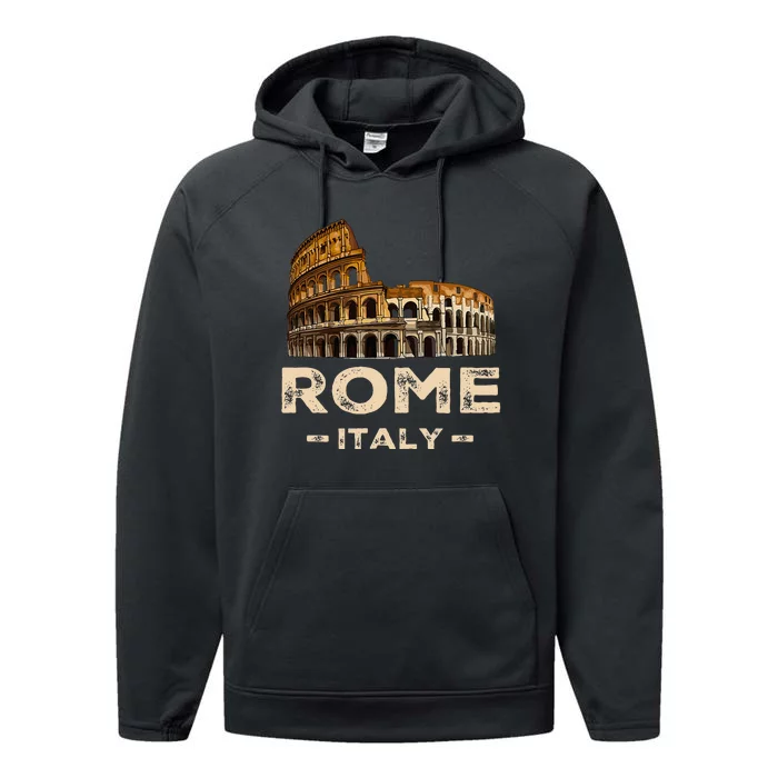 Cool Vintage Roma Italia Colosseum Souvenirs Rome Italy Performance Fleece Hoodie