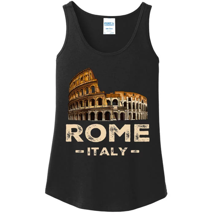 Cool Vintage Roma Italia Colosseum Souvenirs Rome Italy Ladies Essential Tank