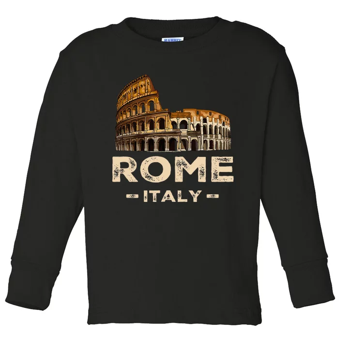 Cool Vintage Roma Italia Colosseum Souvenirs Rome Italy Toddler Long Sleeve Shirt