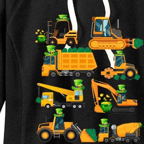 Construction Vehicle St Patricks Day Shamrock Funny Truck Gift Women's Fleece Hoodie