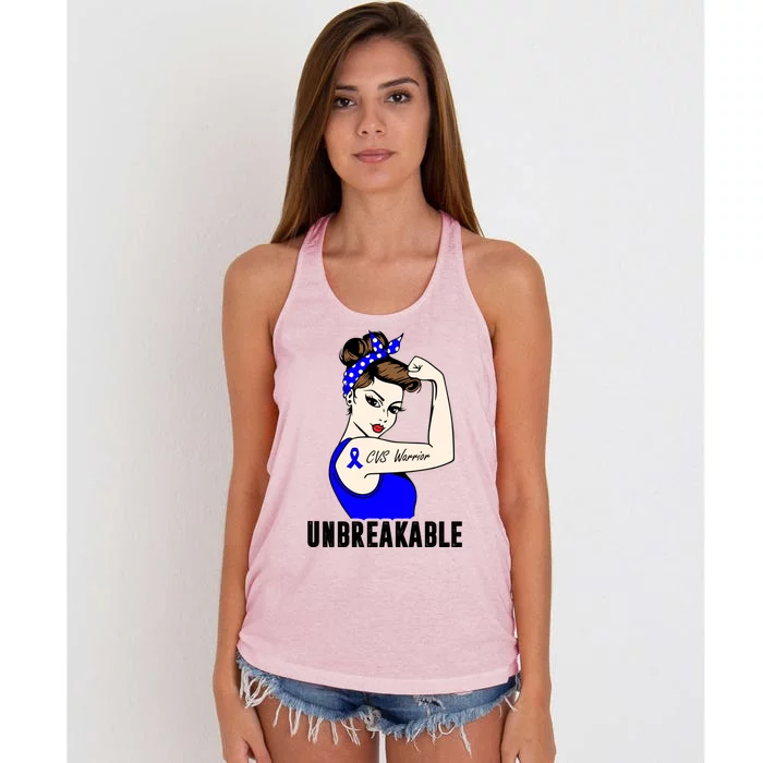 Cyclic Vomiting Syndrome Warrior Unbreakable Strong Cute Gift Women's Knotted Racerback Tank