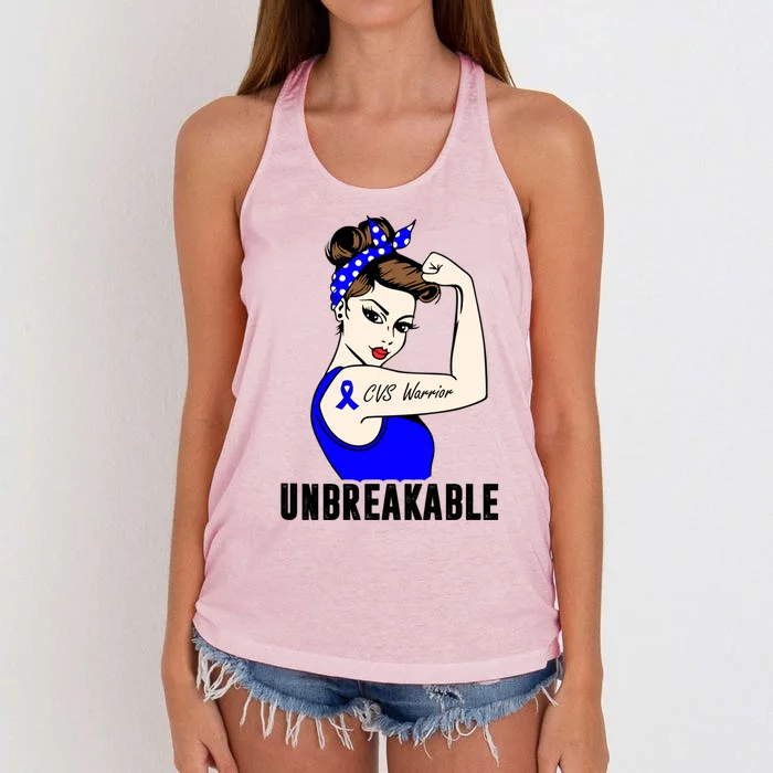 Cyclic Vomiting Syndrome Warrior Unbreakable Strong Cute Gift Women's Knotted Racerback Tank