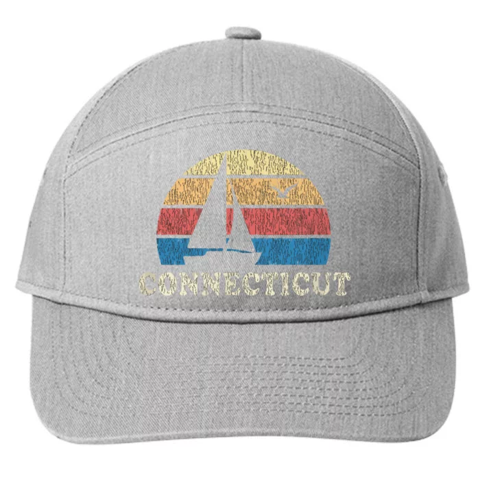 Connecticut Vintage Sailboat 70s Throwback Sunset 7-Panel Snapback Hat