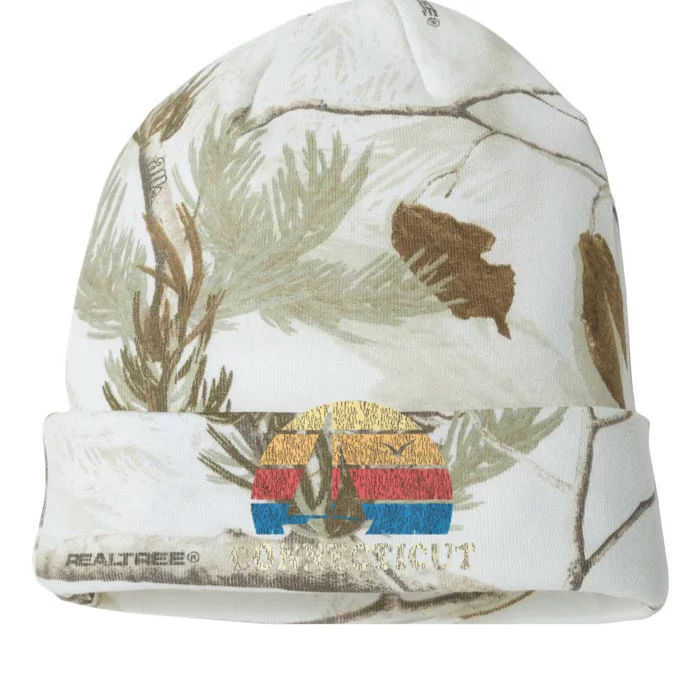 Connecticut Vintage Sailboat 70s Throwback Sunset Kati - 12in Camo Beanie