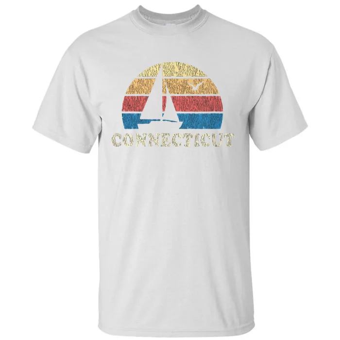 Connecticut Vintage Sailboat 70s Throwback Sunset Tall T-Shirt