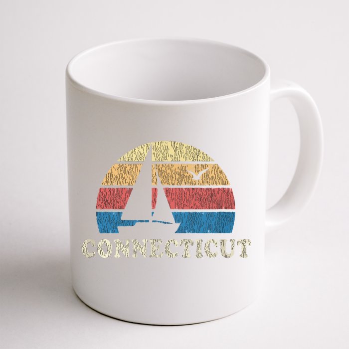 Connecticut Vintage Sailboat 70s Throwback Sunset Front & Back Coffee Mug