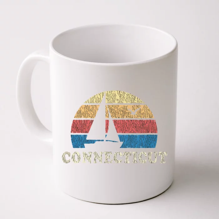 Connecticut Vintage Sailboat 70s Throwback Sunset Front & Back Coffee Mug