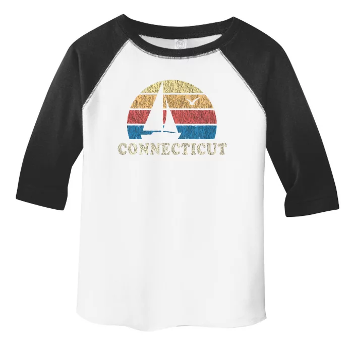 Connecticut Vintage Sailboat 70s Throwback Sunset Toddler Fine Jersey T-Shirt