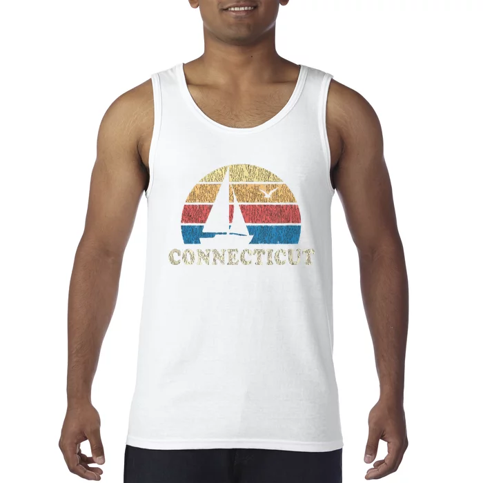 Connecticut Vintage Sailboat 70s Throwback Sunset Tank Top