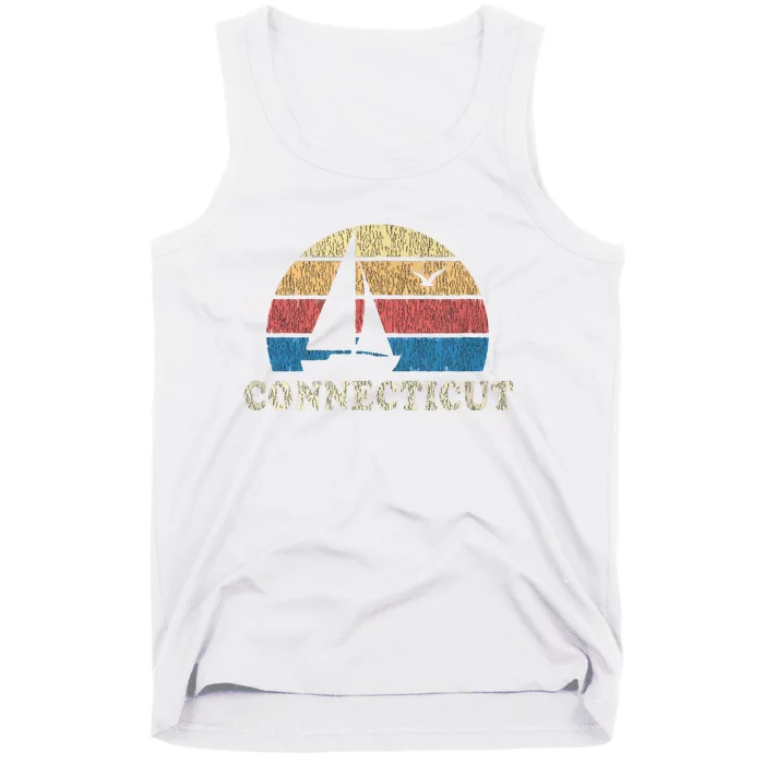 Connecticut Vintage Sailboat 70s Throwback Sunset Tank Top