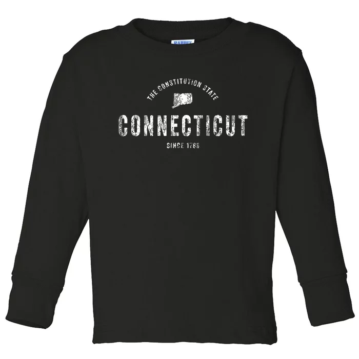 Connecticut Vintage Sports Design Retro Ct Toddler Long Sleeve Shirt