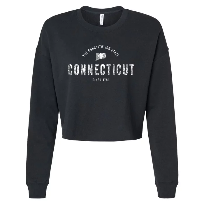 Connecticut Vintage Sports Design Retro Ct Cropped Pullover Crew