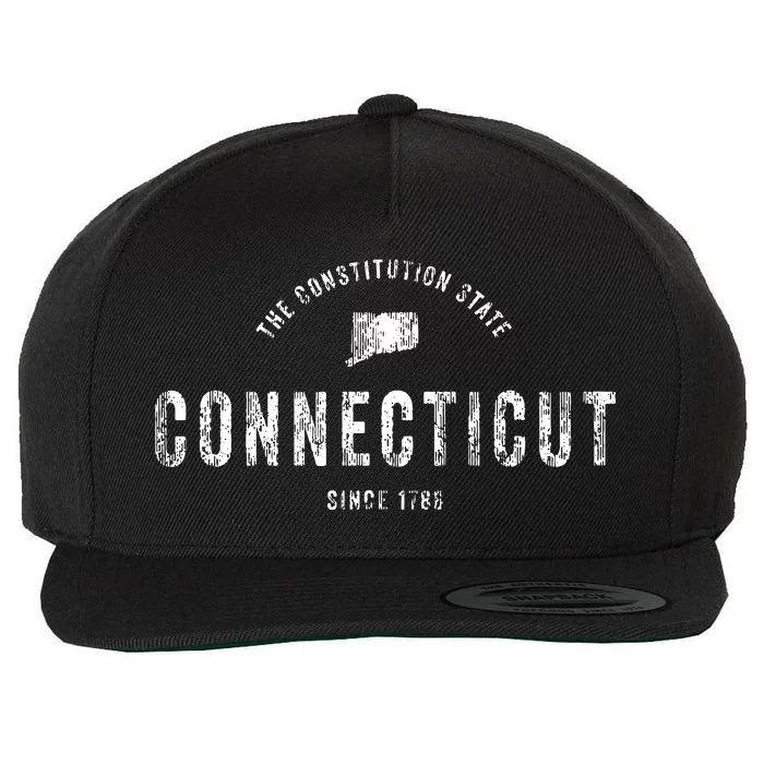 Connecticut Vintage Sports Design Retro Ct Wool Snapback Cap